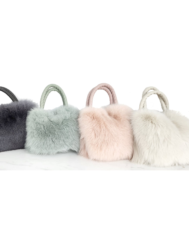 未使用タグ付き fox fur bag フォックスファーミニバッグ